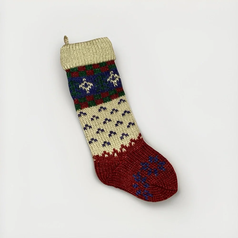 Vintage Knit Sweater Style Stocking Rustic‎ Primitive Russ Berrie